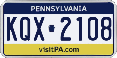 PA license plate KQX2108
