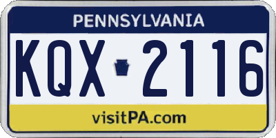PA license plate KQX2116