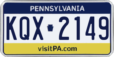 PA license plate KQX2149
