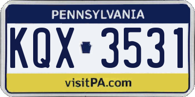 PA license plate KQX3531