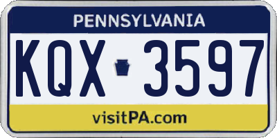 PA license plate KQX3597