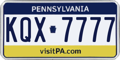 PA license plate KQX7777