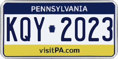 PA license plate KQY2023