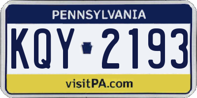 PA license plate KQY2193