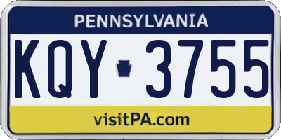 PA license plate KQY3755
