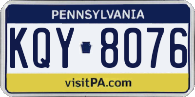 PA license plate KQY8076