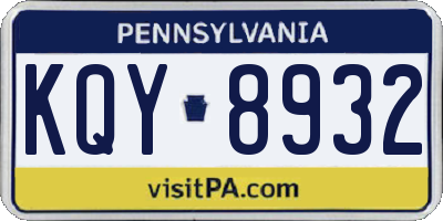PA license plate KQY8932