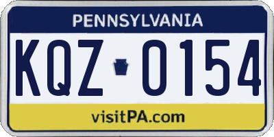 PA license plate KQZ0154