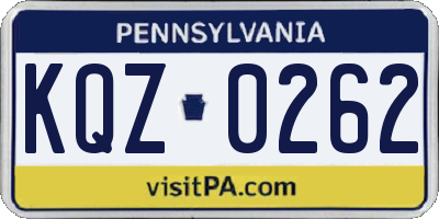 PA license plate KQZ0262