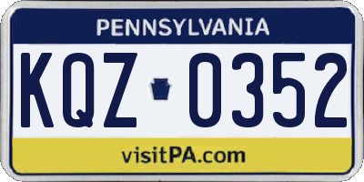 PA license plate KQZ0352