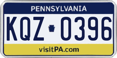 PA license plate KQZ0396