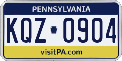 PA license plate KQZ0904