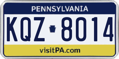 PA license plate KQZ8014