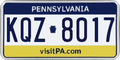 PA license plate KQZ8017