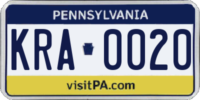 PA license plate KRA0020