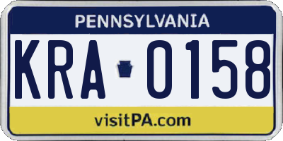 PA license plate KRA0158
