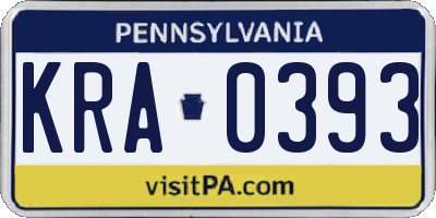 PA license plate KRA0393