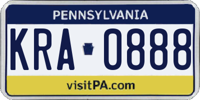 PA license plate KRA0888