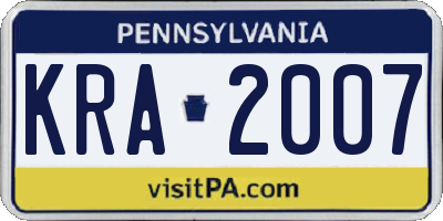 PA license plate KRA2007