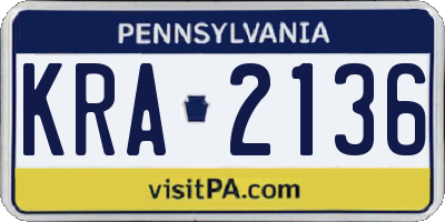PA license plate KRA2136