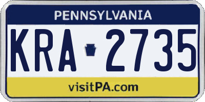 PA license plate KRA2735
