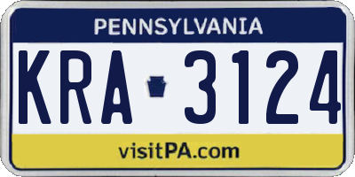 PA license plate KRA3124
