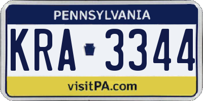 PA license plate KRA3344