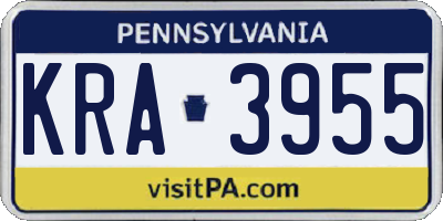 PA license plate KRA3955
