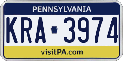 PA license plate KRA3974