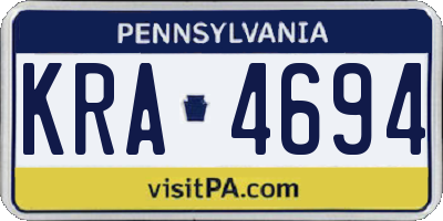 PA license plate KRA4694