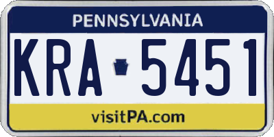PA license plate KRA5451