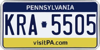 PA license plate KRA5505