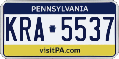 PA license plate KRA5537