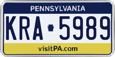 PA license plate KRA5989