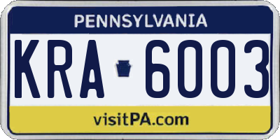 PA license plate KRA6003