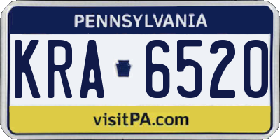 PA license plate KRA6520