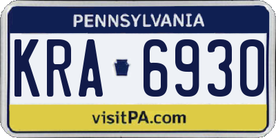 PA license plate KRA6930