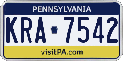 PA license plate KRA7542