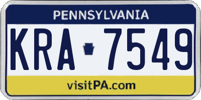 PA license plate KRA7549