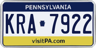 PA license plate KRA7922