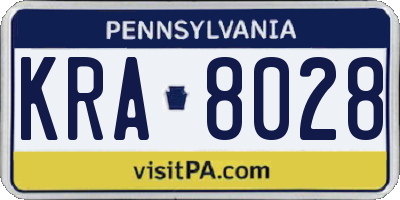 PA license plate KRA8028