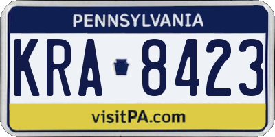 PA license plate KRA8423