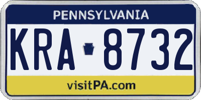 PA license plate KRA8732