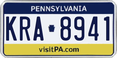 PA license plate KRA8941