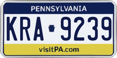PA license plate KRA9239