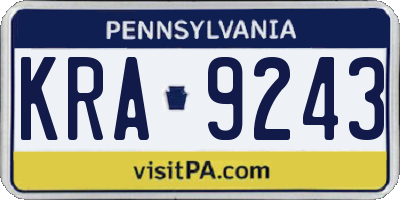PA license plate KRA9243