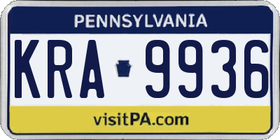 PA license plate KRA9936
