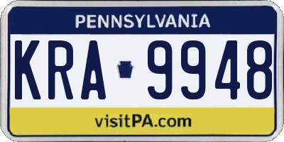 PA license plate KRA9948