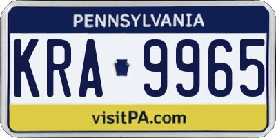 PA license plate KRA9965