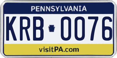 PA license plate KRB0076